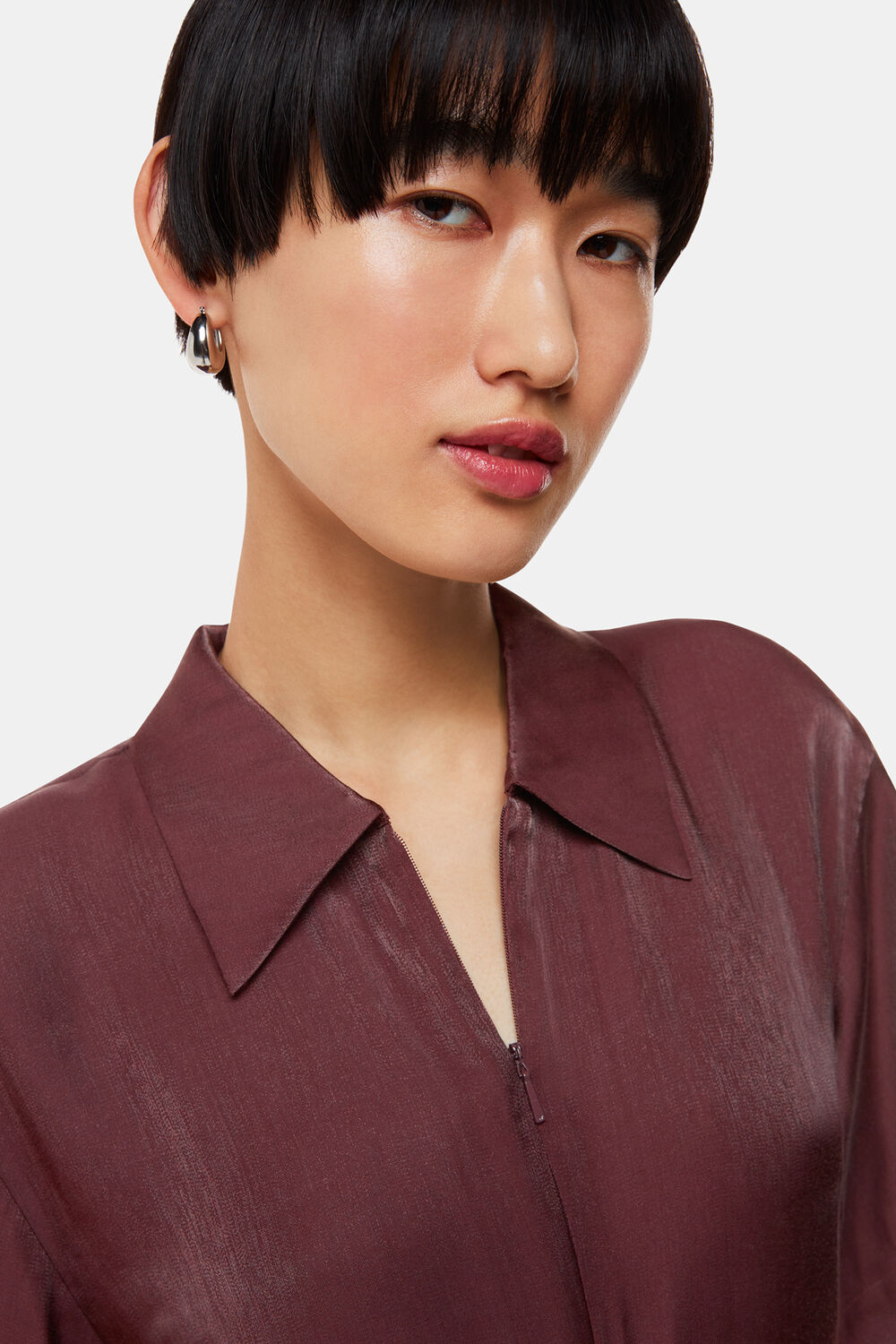 Aubergine Delila Metallic Midi Dress